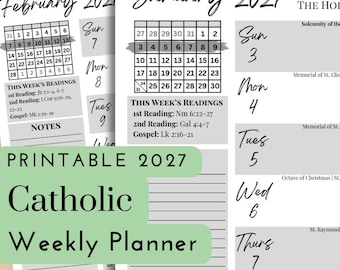 Printable 2027 Catholic Weekly Planner | Digital Liturgical Calendar Download