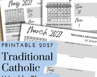 2027 Printable Traditional Catholic Weekly Planner | Liturgical Calendar Digital Download