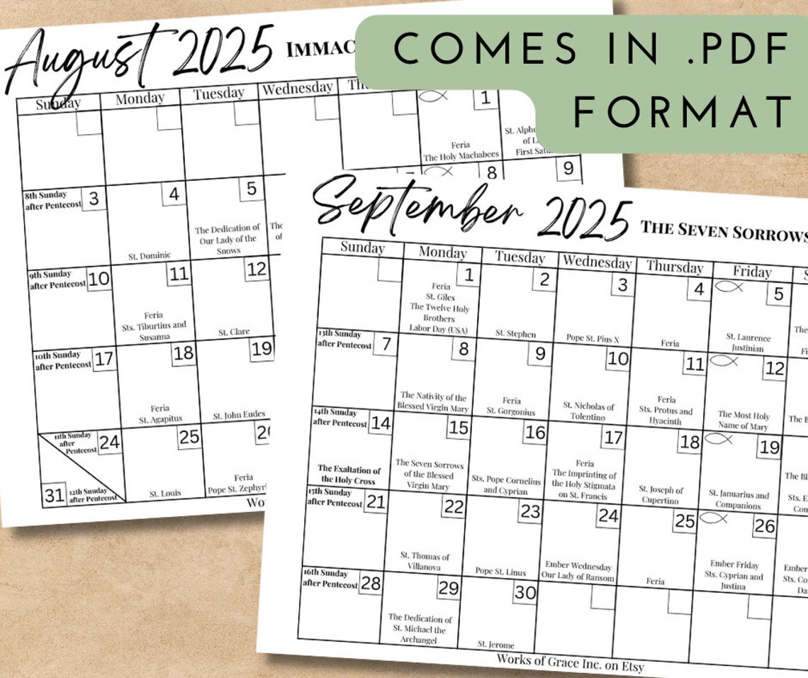 Printable 2025 Traditional Catholic Calendar Liturgical Calendar Traditional Catholic Calendar 2025 Pdf