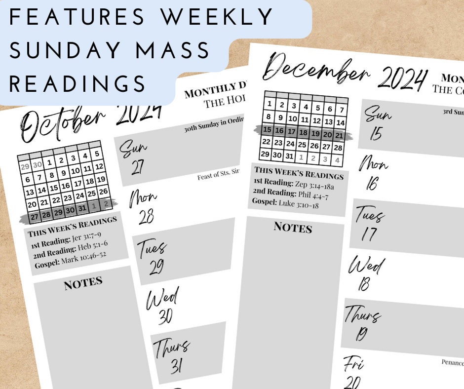 Printable 2024 Catholic Weekly Planner Downloadable .PDF File Catholic