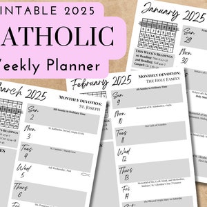 2025 Printable Catholic Weekly Calendar | Weekly Planner | Liturgical Calendar with Feast Days | Downloadable .PDF