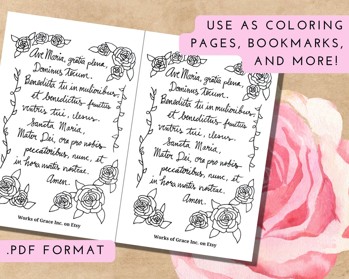 Printable Ave Maria Latin Prayer Cards | Downloadable .PDF File - Etsy