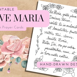 Cartes de prière imprimables Ave Maria Latin | Fichier .PDF téléchargeable