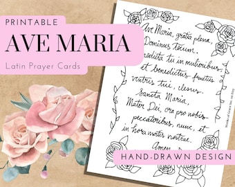 Printable Ave Maria Latin Prayer Cards | Downloadable .PDF File