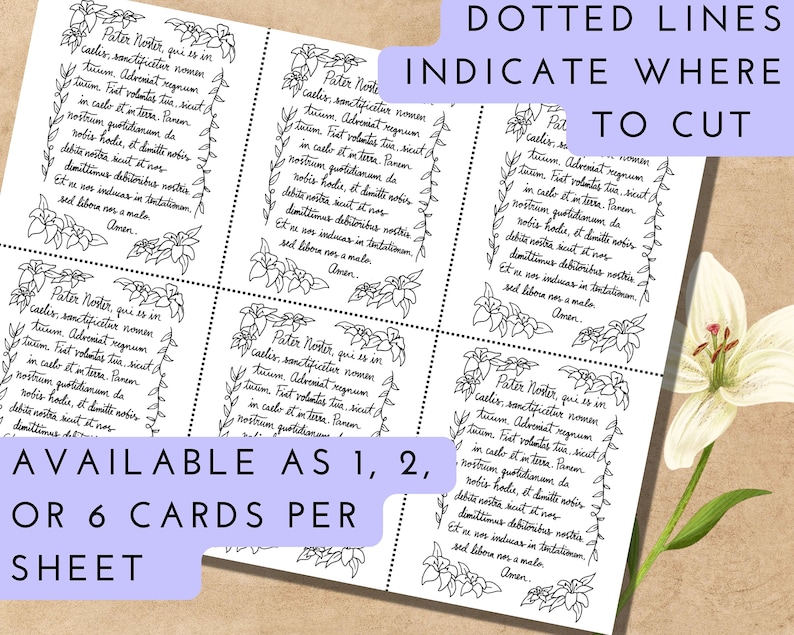 Printable Pater Noster Latin Prayer Cards (PDF) - Etsy