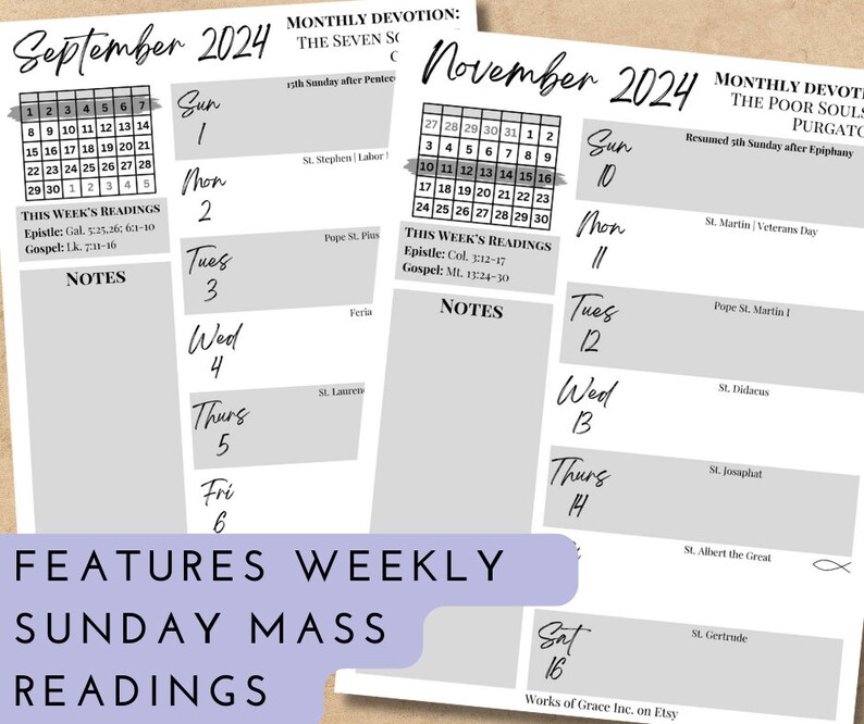 Printable 2024 Traditional Catholic Weekly Planner Downloadable .PDF