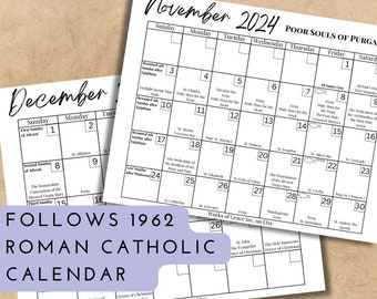 Printable Traditional Catholic 2024 Calendar Downloadable .PDF File  Catholic Liturgical Calendar With Feast Days TLM Calendar - Etsy