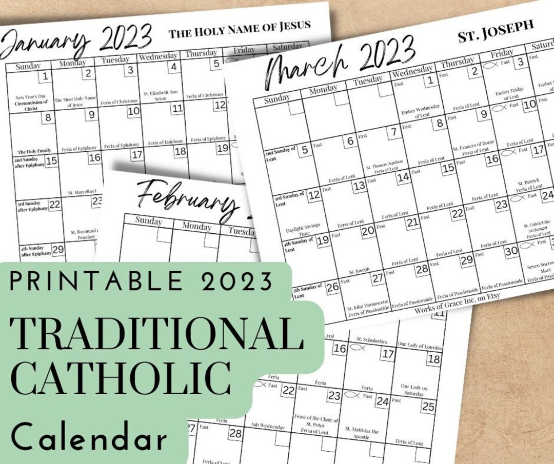 Druckbarer Traditioneller Katholischer Kalender 2023 - Etsy.de