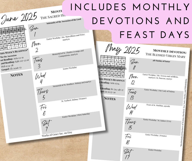 2025 Printable Catholic Weekly Calendar | Weekly Planner | Liturgical ...