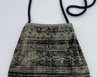 Sac à bandoulière bohème en velours noir taupe Ensemble de velours anthracite uni et cordon en cordon torsadé noir avec plis Sac à main fantaisie en bandoulière