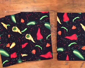 Napkins set of 4 Peppers Print