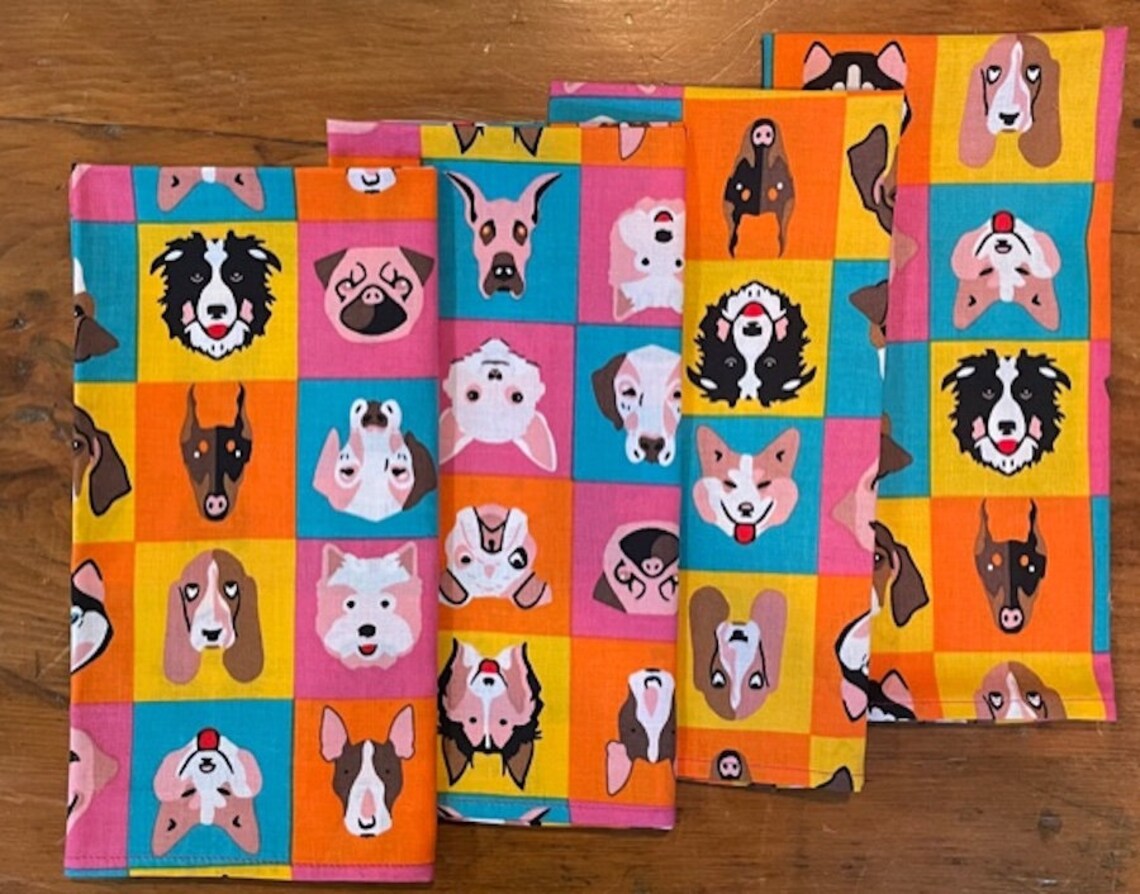 Dog Print Cloth Napkins Set of 4 Etsy