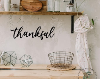 Thankful Sign - Thankful Wall Sign - Thankful Cutout - Grateful Thankful Blessed - Farmhouse Decor - Farmhouse Sign - Cutout Sign