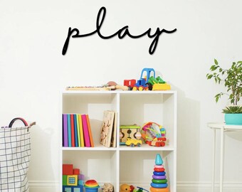 Play Sign - Play Wall Sign - Playroom Sign - Sign for Playroom - Play Cutout - Playroom Wall Art - Kids Room Decor - Kids Room Wall Art