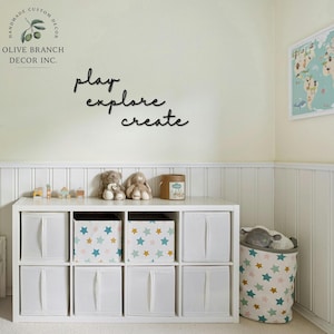 Play Explore Create Sign - Create Play Explore Sign - Play Create Explore Wall Sign - Play Wall Sign - Playroom Sign - Kids Room Wall Art