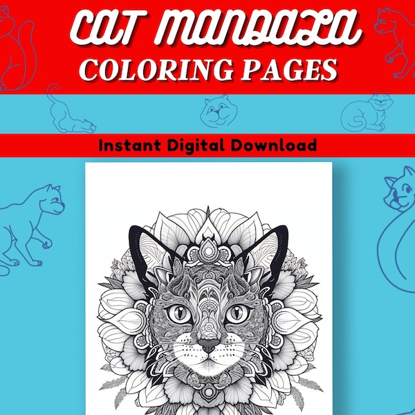 Psychedelic Cat / Adult Coloring Page / Antistress Coloring / Coloring ...