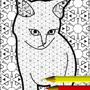 Psychedelic Cat / Adult Coloring Page / Antistress Coloring / Coloring Page for / Cat Lovers / Gift for Cat Lovers / Cat Print / Cat Lover