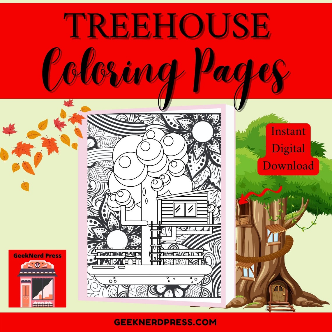 Treehouse Coloring Pages for Adults 20 Page Bundle/stress - Etsy