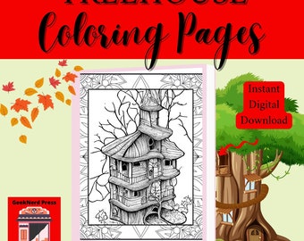 Páginas para colorir de casa na árvore para adultos Pacote de 20 páginas/Presente de alívio do estresse para ela ou para homens/Adequado para adultos e crianças mais velhas/Chill Out