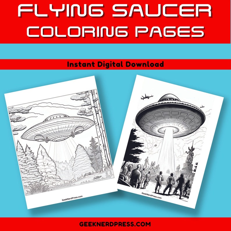 Flying Saucer and Alien Coloring Pages for Adults | Kids Printable ...