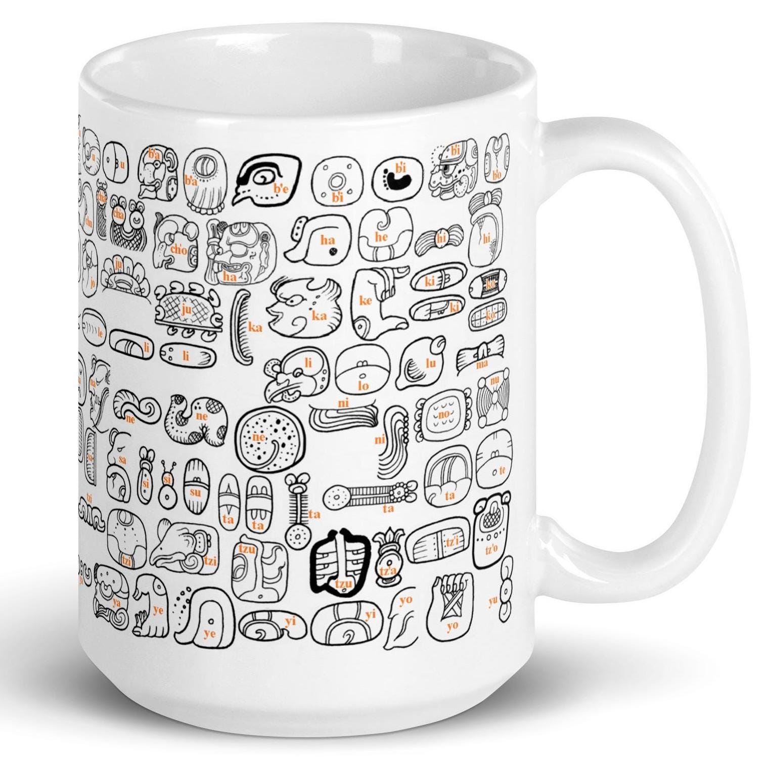 Mayan Alphabet Script Glyphs Mug