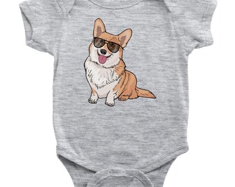 Black Chihuahua dad Dog Head Baby Boys Girls Cool Baby Bodysuit Onesies