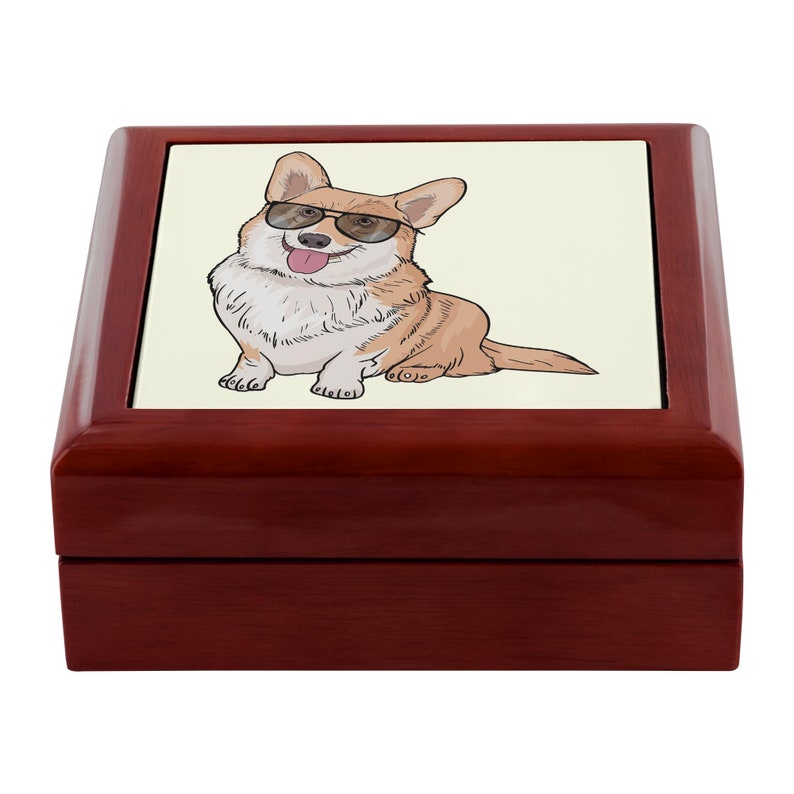 Dog Lover Mom Dad Gifts Corgi Dog Small Jewelry Storage Box for Women Girls