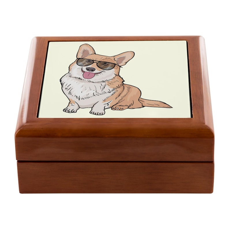 Dog Lover Mom Dad Gifts Corgi Dog Small Jewelry Storage Box for Women Girls