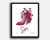 Custom Framed ,Fashion Illustration, by Fairchild Paris, Vintage , Christian Louboutin Advertising
