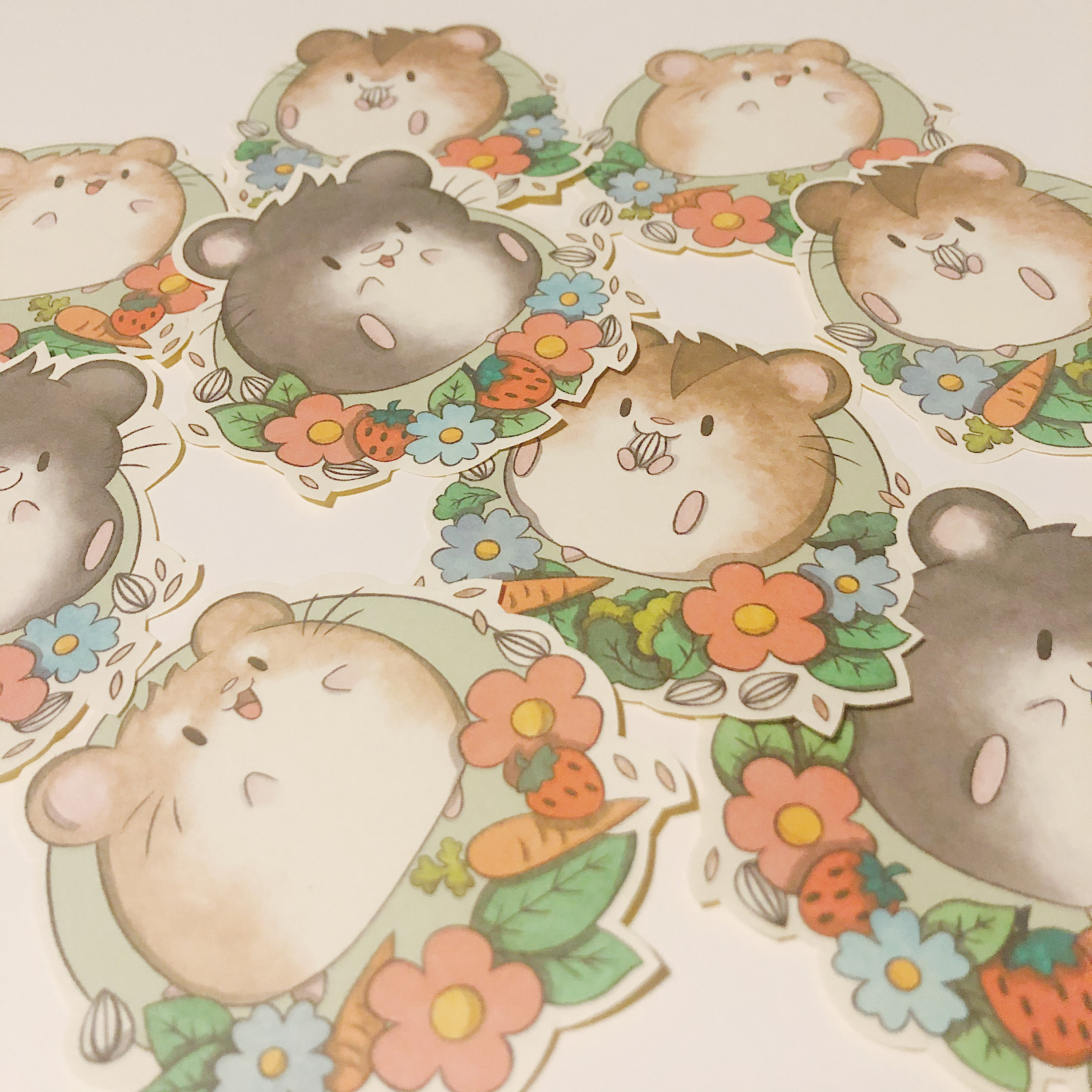 Cute Hamster Stickers large with flowers kawaii sticker | Etsy