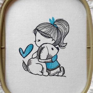 Disegno ricamo ragazza, disegni ricamo cane