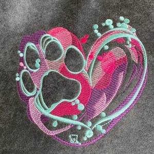Paw Print Embroidery Design, Heart Embroidery Designs Rainbow