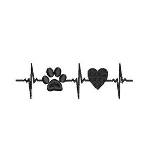 Paw Print Embroidery Design, Heart Embroidery Designs, Pulse Dog