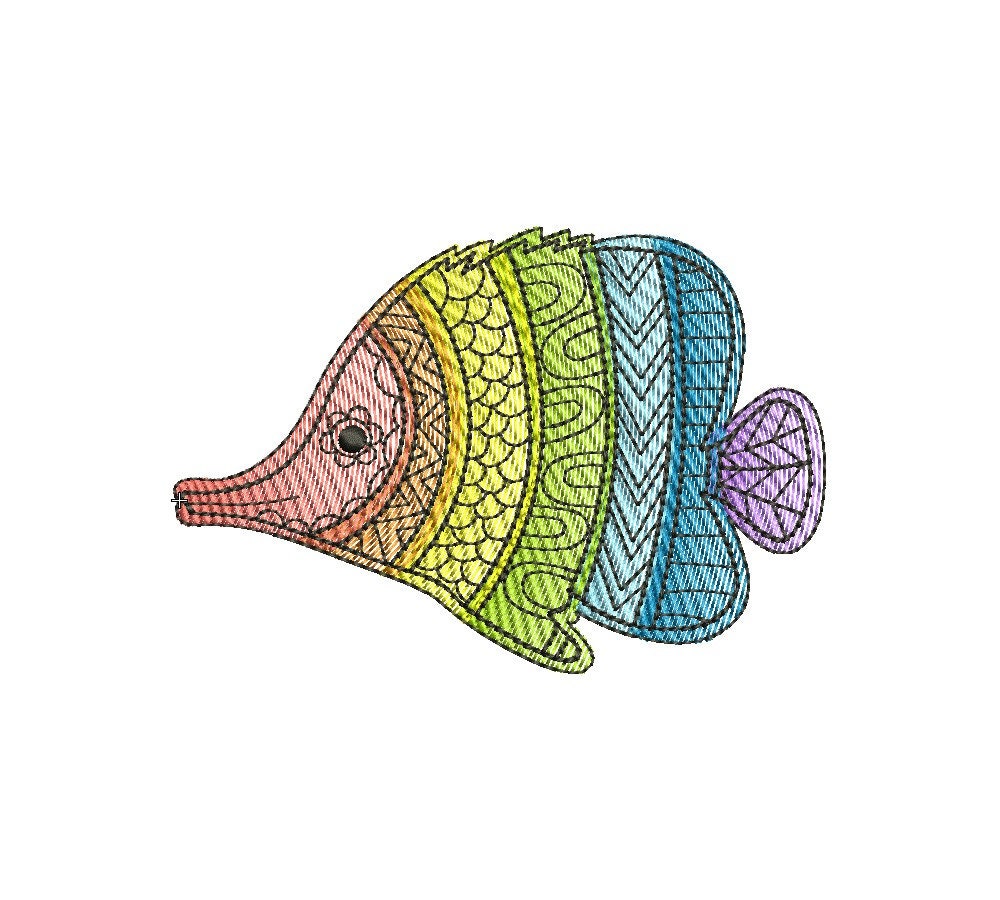 Embroidery designs Marine fish machine embroidery ocean sea Etsy