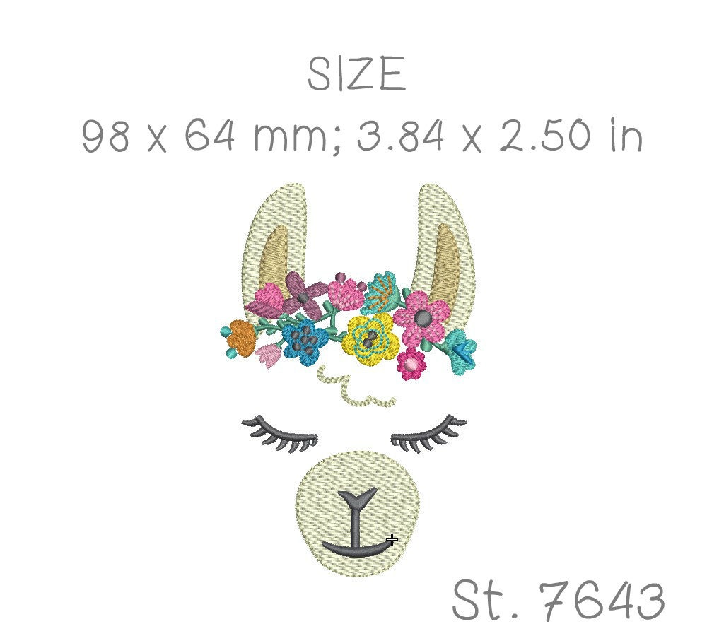 Llama Embroidery Design Animal Embroidery Designs Flower | Etsy
