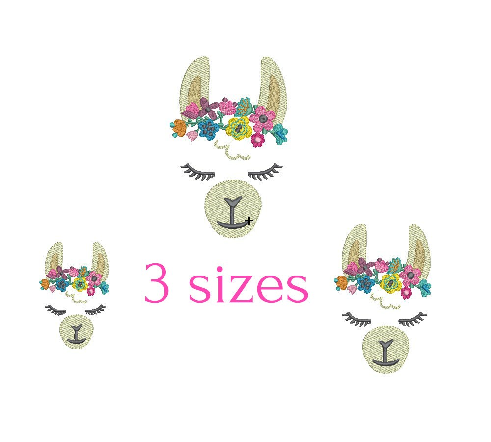 Llama Embroidery Design Animal Embroidery Designs Flower | Etsy