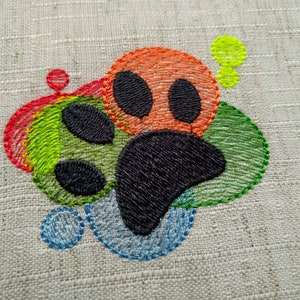 Paw Print Embroidery Design, Rainbow Embroidery Designs