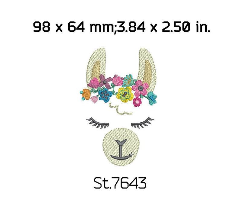 Llama Embroidery Design Animal Embroidery Designs Flower | Etsy
