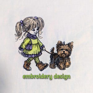 Girl Embroidery Design, Dog Embroidery Designs Yorkie