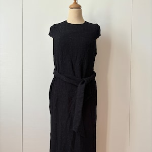 Dries Van Noten dress, 90s Dries Van Noten, vintage black dress, wrapping dress, long black dress, sleeveless, wrinkled fabric, 90s vintage