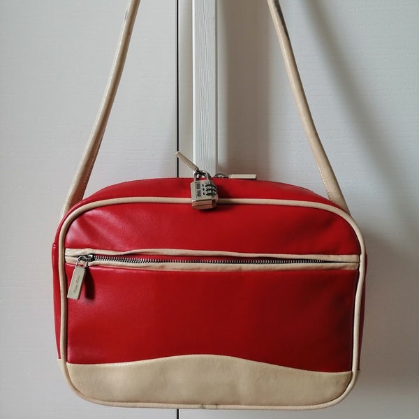 Miu Miu bag, 90s shoulder bag, Miu Miu by Prada, red leather bag, sports bag, iconic Prada bag, Italian style, beige handlebag, Prada bag