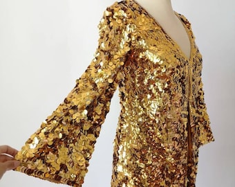 Golden sequins jacket, Sonia Rykiel blazer, New Year dress, vintage 80s blazer, vintage French blazer, sparkling jacket, sequins dress