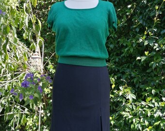 Versace skirt, 90s black skirt, vintage Versace, pencil skirt, minimal style, front slit, high waist skirt, Versace Couture, winter skirt