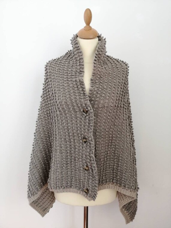 Max Mara scarf, vintage long woolen scarf, grey sc