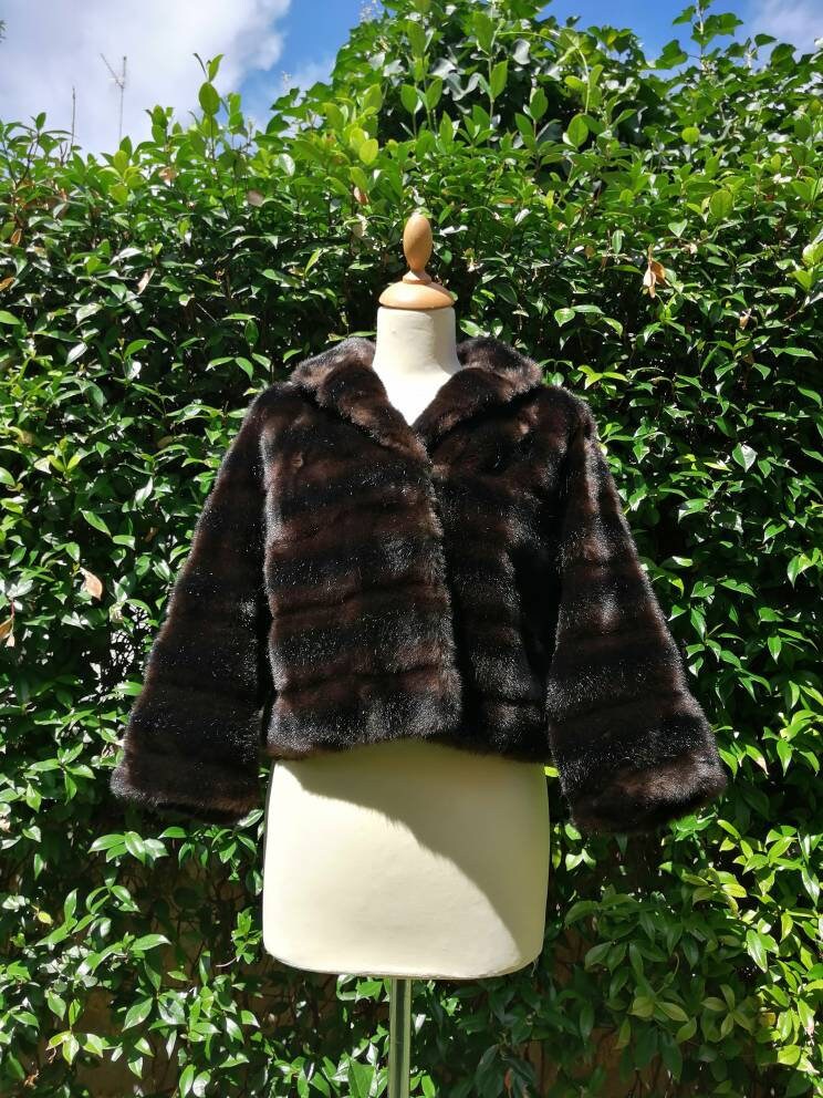 Faux Fur Coat, Vintage Brown Coat, Short Jacket, Brown Fur