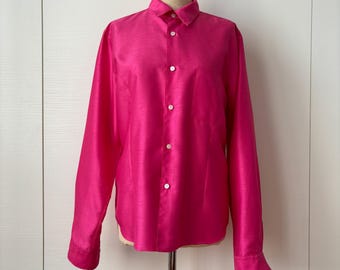 Comme des Garçon blouse, 90s Comme des Garcon, fuchsia shirt, 90s vintage, long sleeve, elegant blouse, man blouse, woman Comme des Garcon