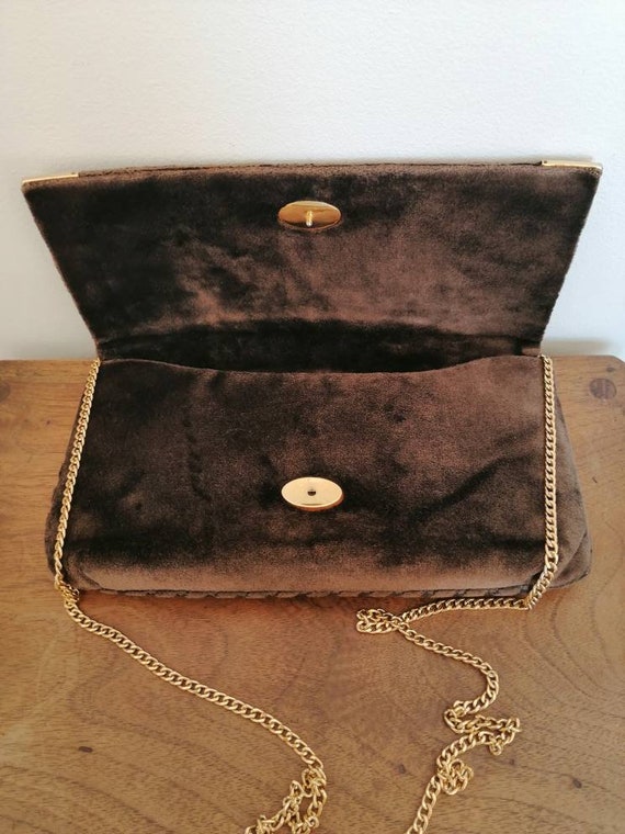 Cesare Piccini Bag Vintage Brown Velvet Bag 60s Purse Italian