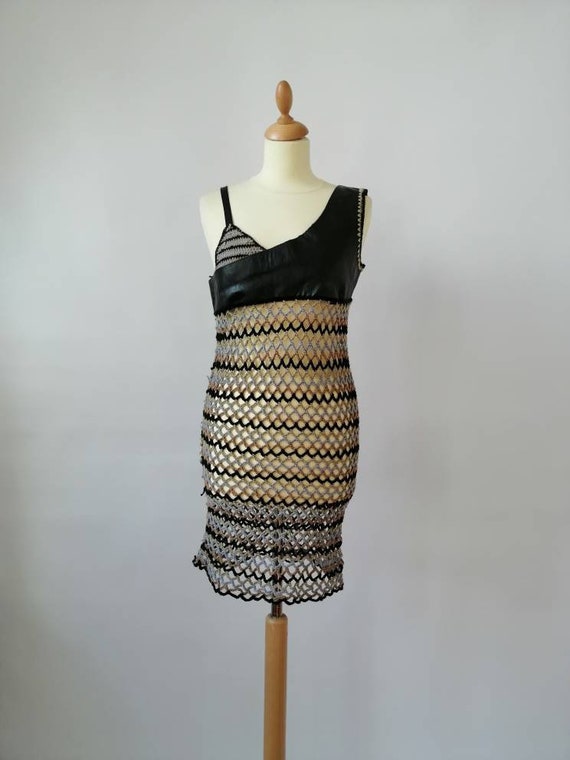 Crochet dress, vintage 90s dress, see through dres