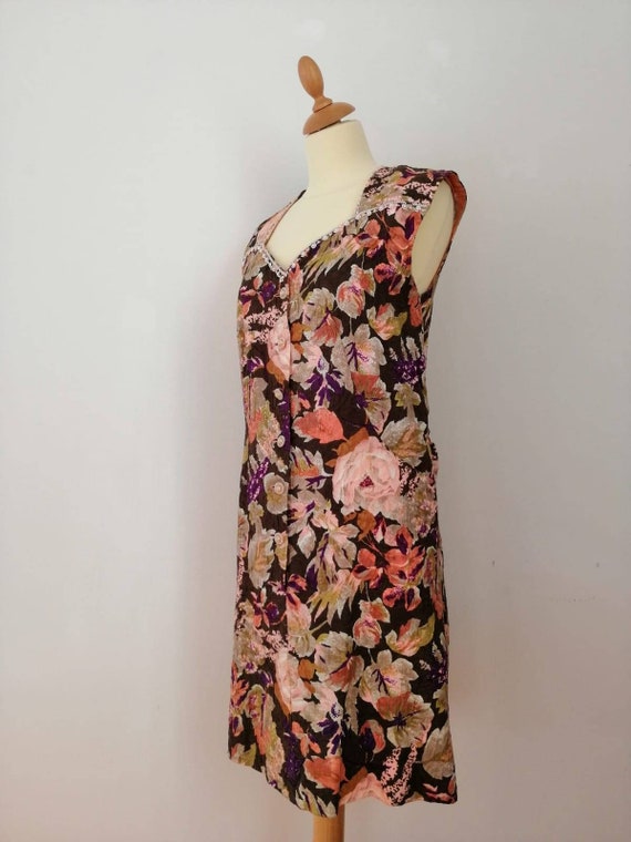 50s vintage floral dress, embroidered sheat dress… - image 5