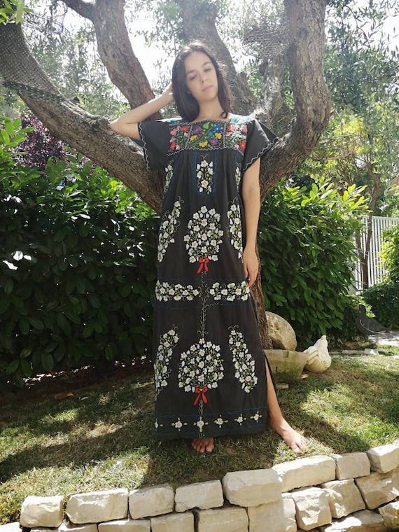 Huipil dress, vintage embroidered dress, Hungaria… - image 1